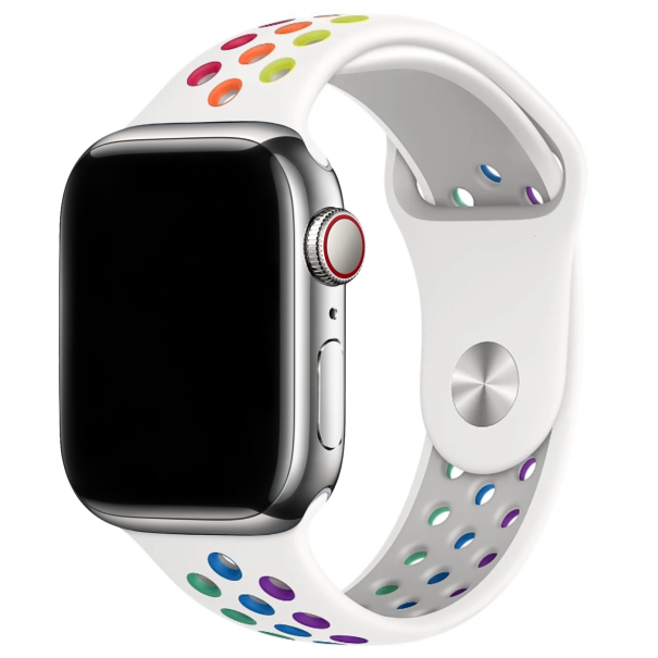 Curea Silicone Sport Apple Watch White Rainbow