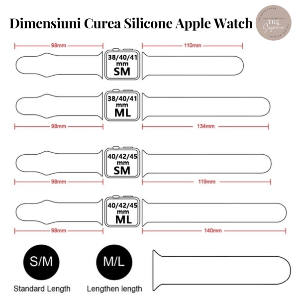 Dimensiuni Curea Silicone Apple Watch