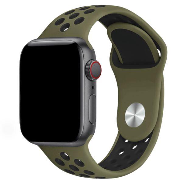 Curea Silicone Sport Apple Watch Army Green Black