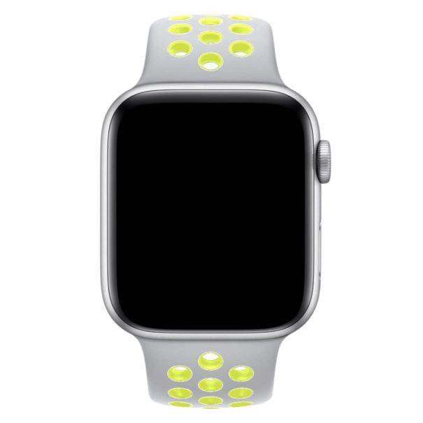 Curea Silicone Sport Apple Watch Silver Yellow