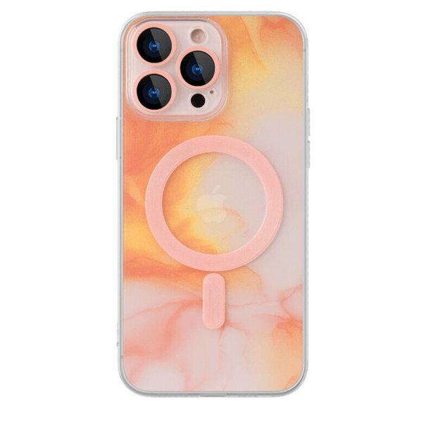 Husă Silicone MagSafe Marble iPhone Orange