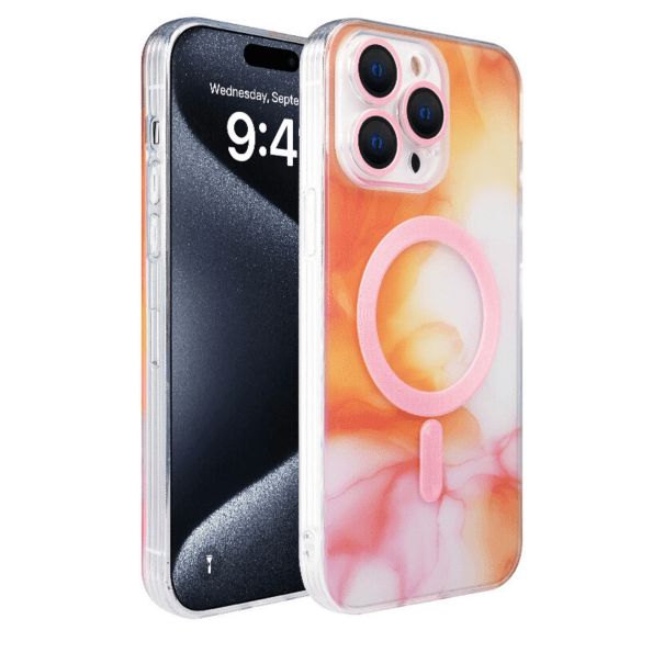 Husă Silicone MagSafe Marble iPhone Orange