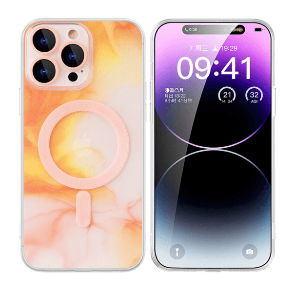 Husă Silicone MagSafe Marble iPhone Orange