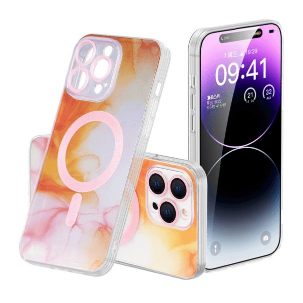 Husă Silicone MagSafe Marble iPhone Orange