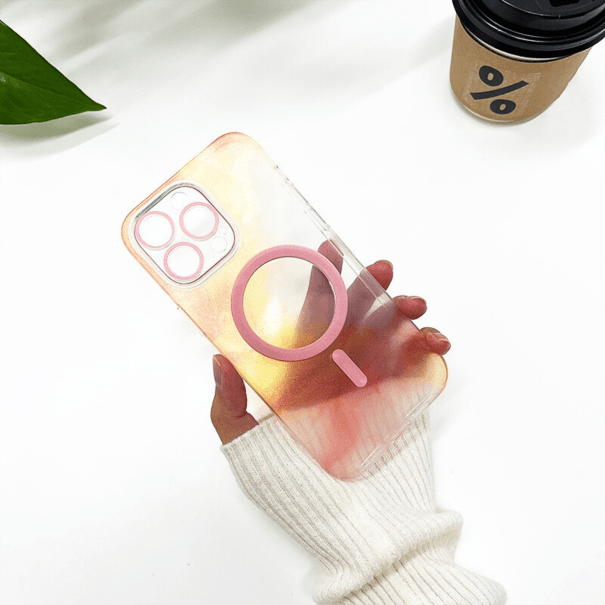 Husă Silicone MagSafe Marble iPhone Orange