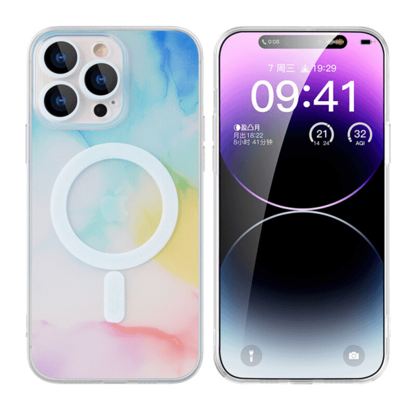 Husă Silicone MagSafe Marble iPhone White