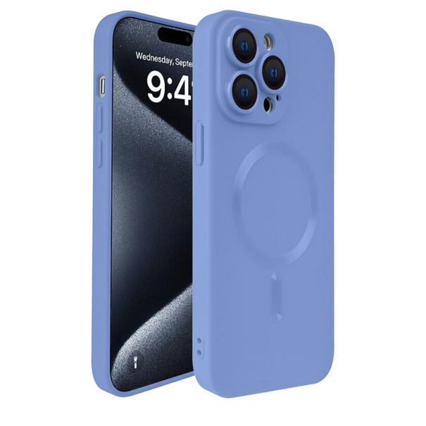 Husă Silicone MagSafe Matte cu Protecție Cameră iPhone Northern Blue