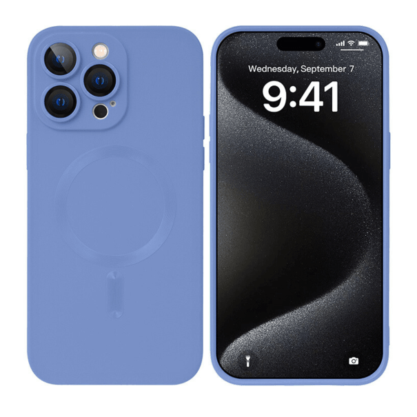 Husă Silicone MagSafe Matte cu Protecție Cameră iPhone Northern Blue