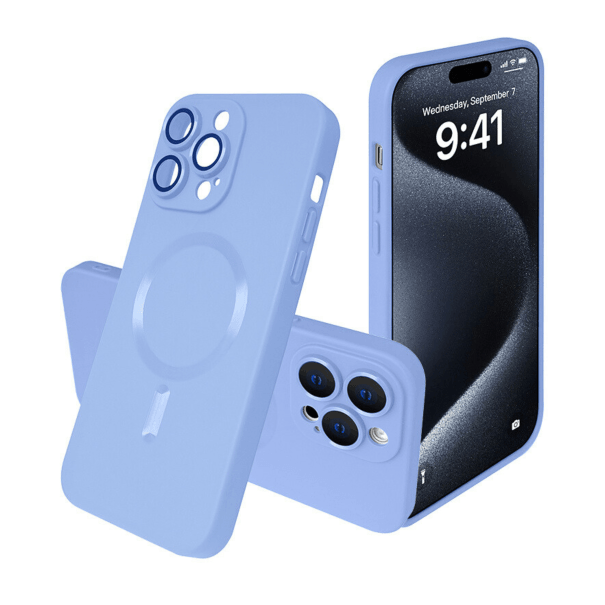 Husă Silicone MagSafe Matte cu Protecție Cameră iPhone Northern Blue