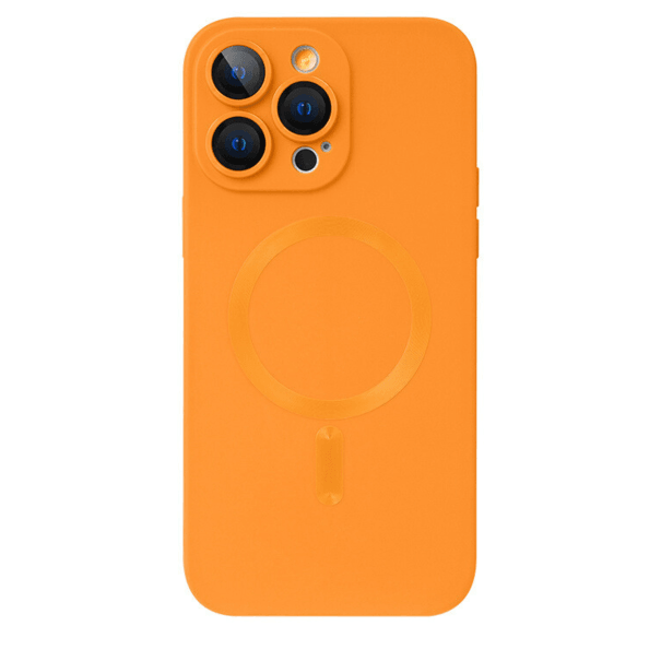 Husă Silicone MagSafe Matte cu Protecție Cameră iPhone Orange
