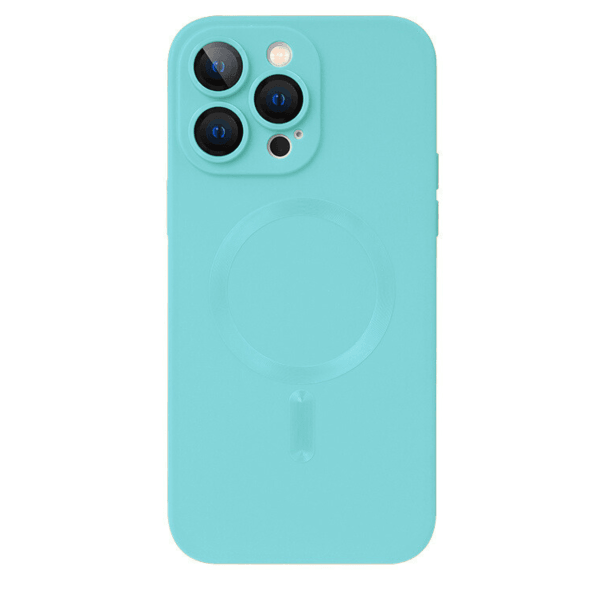 Husă Silicone MagSafe Matte cu Protecție Cameră iPhone Turquoise