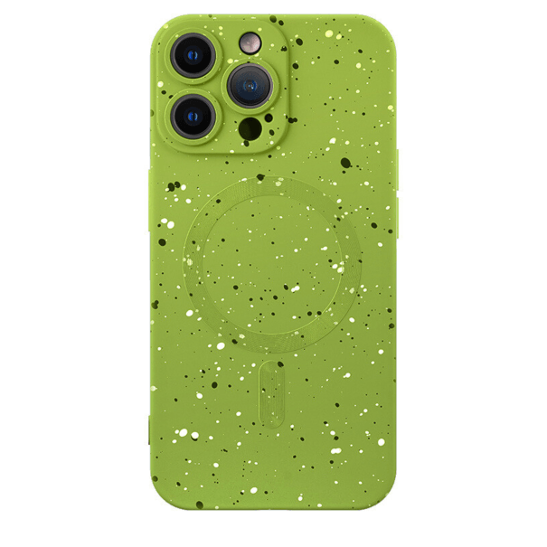 Husă Silicone MagSafe Soft Dots cu Protecție Cameră iPhone Green