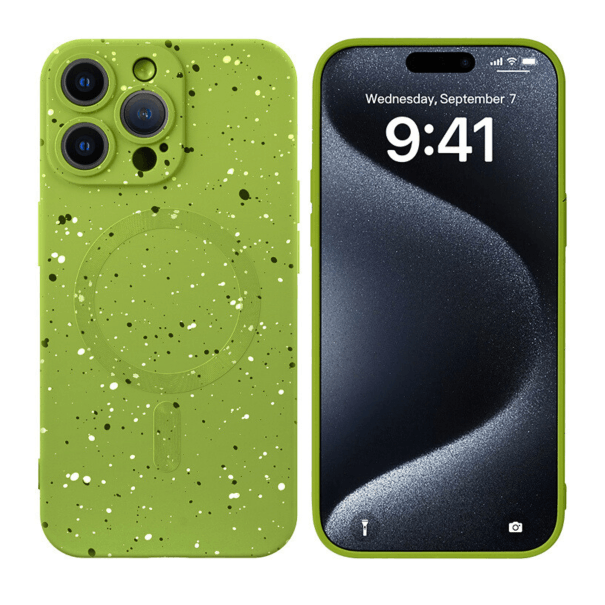 Husă Silicone MagSafe Soft Dots cu Protecție Cameră iPhone Green