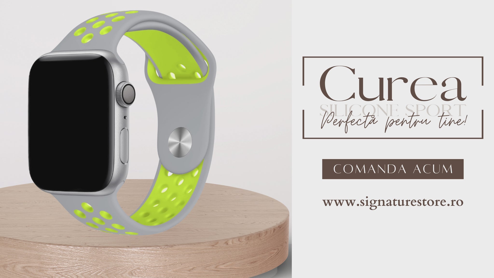 Curea Silicone Sport Apple Watch Silver Yellow