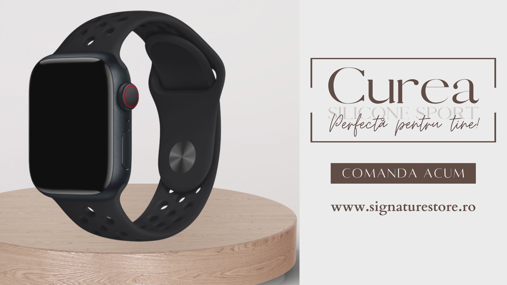 Curea Silicone Sport Apple Watch Black Black
