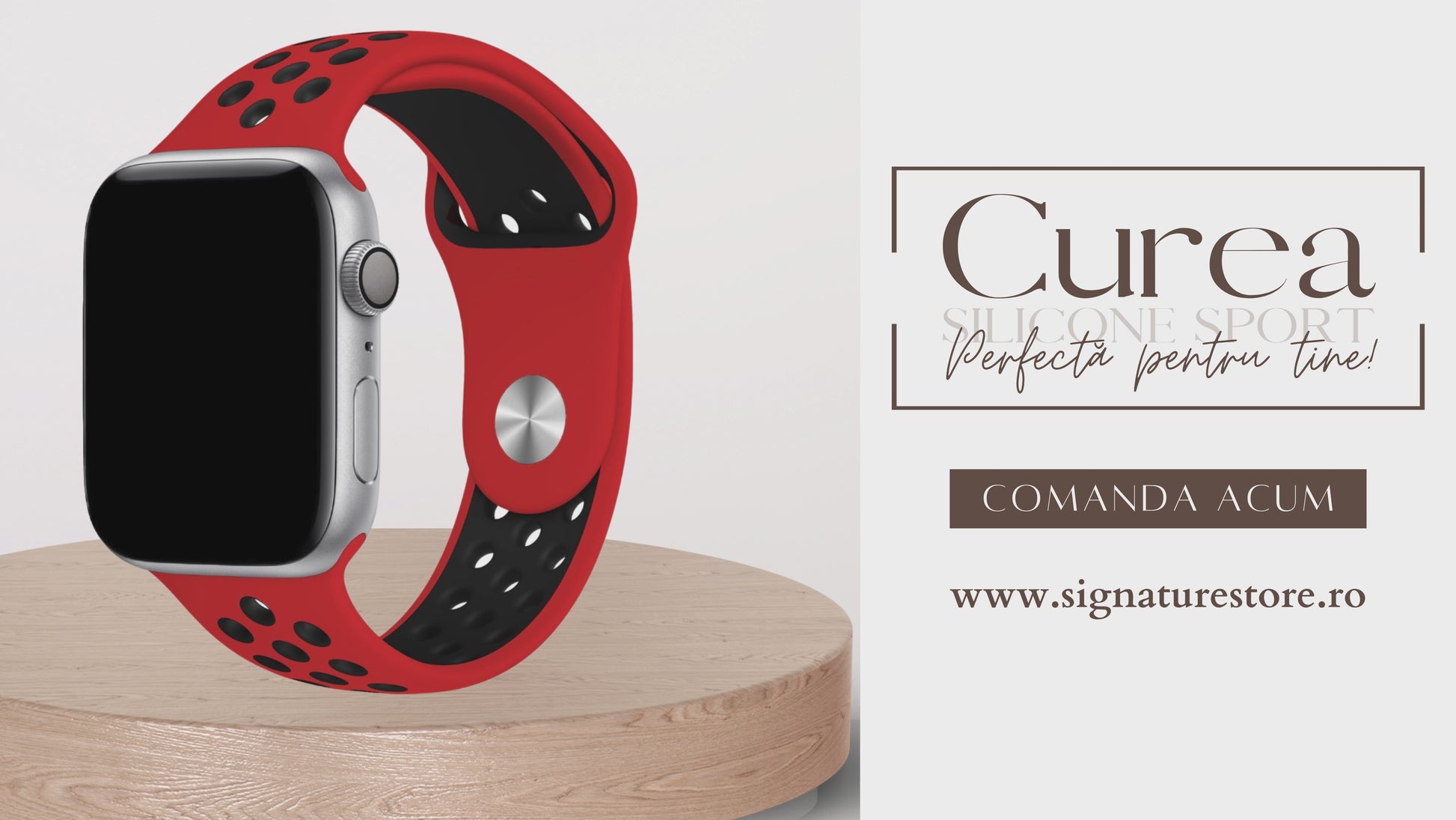 Curea Silicone Sport Apple Watch Red Black