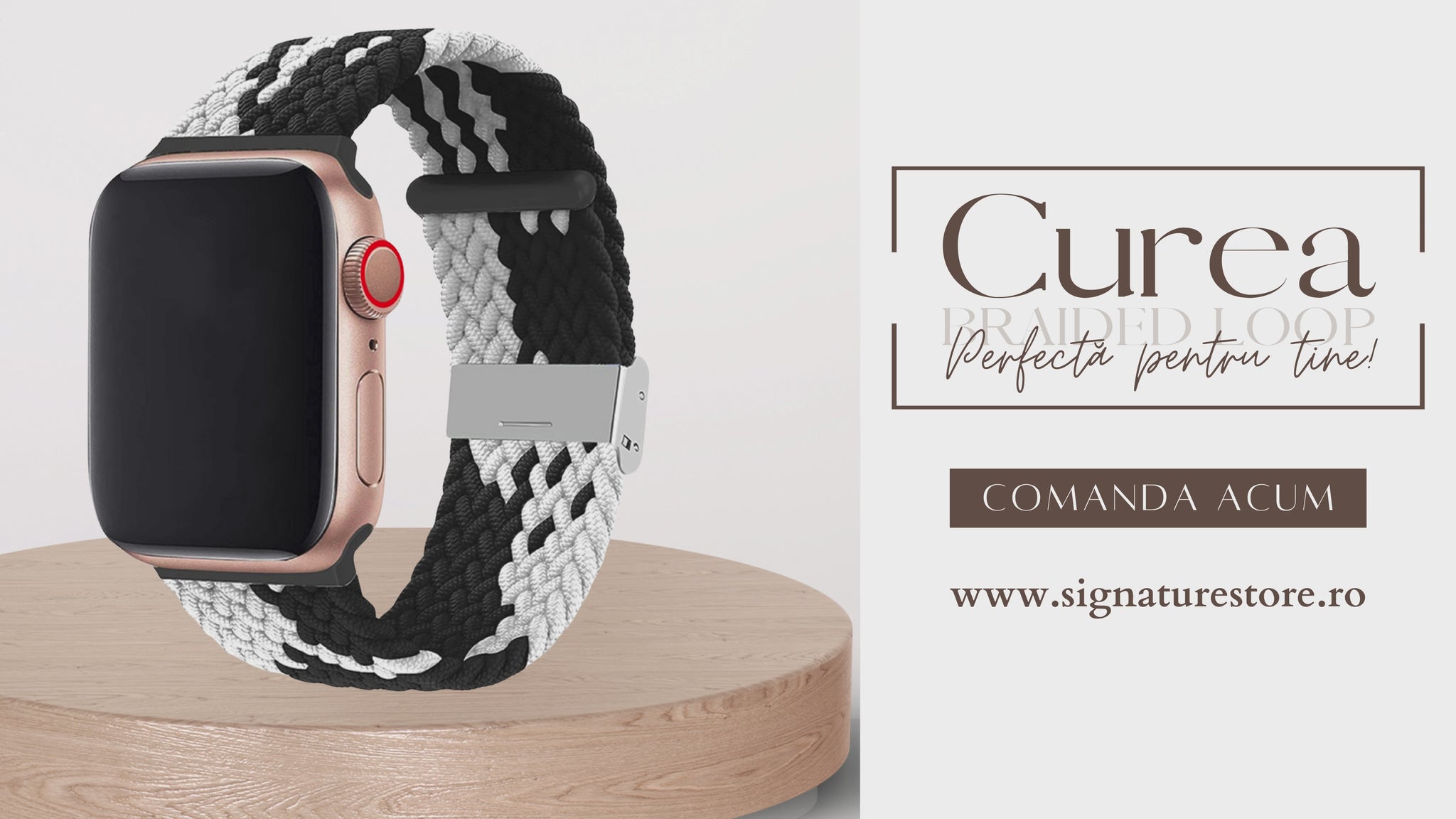 Curea Braided Apple Watch Black&White
